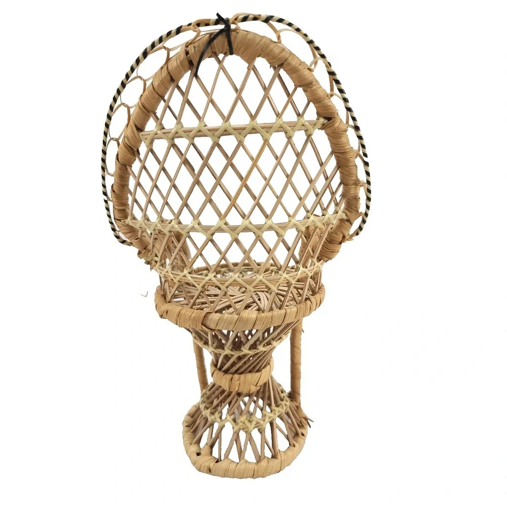 Vintage Wicker Peacock Fan Back‎ Rattan Chair 9